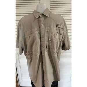 Reel Legends Mens Performance Fishing Vented khaki Shirt Size M